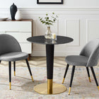 Modway - Zinque 28 po Marbre artificiel Table à manger, Or Noir-Table en marbre artificiel