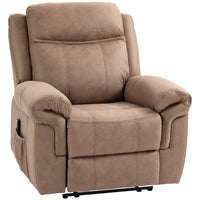HOMCOM - Fauteuil inclinable manuel avec massage par vibration et poches latérales - brun-2 niveaux d’intensité, 8 modes de massage et minuteries de 5, 30 ou 60 minutes 