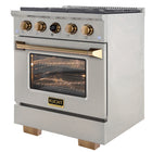Kucht - 30 po Série KXP Cuisinière double énergie Propane - Acier inoxydable/Or-Cuisinière entièrement en acier inoxydable avec poignée professionnelle pour une expérience culinaire ultime