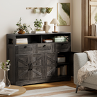 HOMCOM - bahut buffet de style ferme 47 po avec portes de grange et étagères de rangement - brun foncé-Conception anti-basculement assurant sécurité et stabilité