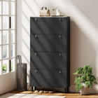 HOMCOM - Armoire à chaussures avec 4 tiroirs rabattables au design étroit - noir-Design moderne bicolore, rehaussant instantanément le style de votre entrée 