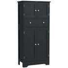HOMCOM - Armoire de cuisine 50,5 po avec portes et étagère réglable - noir-Portes encastrées avec poignées argentées qui dégagent un charme moderne 