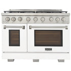 Kucht - 48 po Série KFX-X style professionnel au gaz naturel - Acier inoxydable/Blanc-Nouveaux brûleurs true simmer pour une cuisson délicate à basse température
