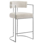 Modway - Huron Dos courbé Tissu et métal Tabouret de comptoir - Crème d’argent-Tabouret de plan de travail moderne