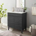 Modway - Render 30" Armoire à coiffeuse de salle de bain - Charcaol White-Portes à fermeture douce