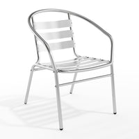 Flash Furniture – Chaise empilable commerciale avec dossier à 3 traverses, int/ext, aluminium (TLH017B)-Chaise de café empilable