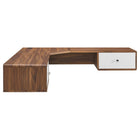 Modway - Transmit Coin mural de 55" Bois Bureau - Blanc noyer-Bureau d’angle