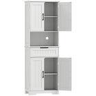 HOMCOM - Armoire de rangement avec petit comptoir ouvert et vaisselier - blanc-Rangez les casseroles et poêles dans deux armoires, avec des étagères réglables pour les petits appareils électroménagers 