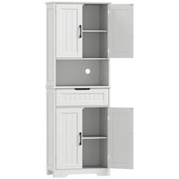 HOMCOM - Armoire de rangement avec petit comptoir ouvert et vaisselier - blanc-Rangez les casseroles et poêles dans deux armoires, avec des étagères réglables pour les petits appareils électroménagers 