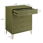 Manhattan Comfort - Dumbo commode moderne et commode haute 5 tiroirs - vert olive - ensemble de 2-Pieds en métal doré élégants évasés ajoutant un design mode sans couture et de la durabilité Hauteur des pieds : 18,6 cm