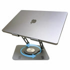 Uncaged Ergonomics - Ensemble de bureau pour support réglable et pivotant pour ordinateur portable RISE - Noir - Paquet de 4-La base pivote à 360 degrés dans le sens des aiguilles d'une montre et dans le sens inverse.