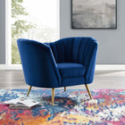 Modway - Opportunity Performance Velvet Fauteuil - Marine-Chenal vertical touffé