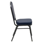 Flash Furniture – Chaise banquet empilable Hercules, dos couronne, vinyle marine, siège de 2,5 po, structure argentée, 4/paq-Conception à dossier couronne