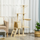 PawHut - Arbre à chat 53 po avec condo, grand centre d’activités pour chaton - beige-Les poteaux à griffer en sisal favorisent l'instinct naturel de griffade de votre chat 