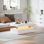 HOMCOM - Table basse LED avec 2 tiroirs - blanc-Peut être branché ou alimenté par 3 piles AA (piles non incluses)