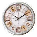 Monarch Specialties - 9036 Surdimensionné Grand Horloge Murale Rond de 30" - Blanc Antique, Naturel-Cette élégante horloge murale ronde de30 pouces présente une finition blanc antique et une esthétique naturelle qui rehausse sans effort n'importe quel style de décoration intérieure transitionnel