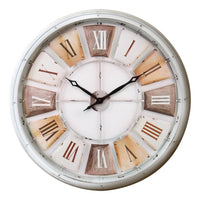 Monarch Specialties - 9036 Surdimensionné Grand Horloge Murale Rond de 30" - Blanc Antique, Naturel-Cette élégante horloge murale ronde de30 pouces présente une finition blanc antique et une esthétique naturelle qui rehausse sans effort n'importe quel style de décoration intérieure transitionnel