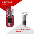 uni-ball - Stylos gel rétractables 207 – 0,5 mm – noir – paquet de 3-paquet de 3