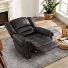 Ebello - Chemika Fauteuil inclinable manuel grand format classique de 40,9 po avec rembourrage ultra-doux et clous décoratifs, brun foncé-6