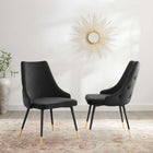 Modway - Adorn Performance Velvet Fauteuil d’appoint de salle à manger Ensemble de 2 - Noir-Rembourrage en velours polyester Performance