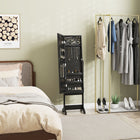 HOMCOM - Armoire à bijoux miroir avec lumières led - 14,25 po L x 11,75 po l x 53,5 po H - noir-Miroir pleine longueur ajustable sur 3 niveaux d’angle, offrant une excellente vue pour s’habiller 
