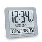 Marathon – Horloge murale atomique avec température intérieure/extérieure, gris graphite (CL030027FD-GG)-Comprend un grand écran de 2 po de haut, facile à lire