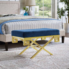 Modway - Rove Velours Performance Velvet Banc - Marine d’or-Rembourrage en mousse dense pour le confort