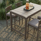 Modway - Eleni 5 pièces Terrasse extérieure Bois de teck Bar Set - Caillou gris vieilli-Coussins amovibles en mousse pare-soleil