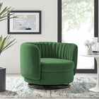 Modway - Embrace Touffe Performance Velvet Chaise pivotante - Émeraude Noire-Revêtement en velours de performance