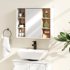 HOMCOM - armoire de rangement murale pour salle de bain avec porte miroir et étagère - blanc-Design classique et couleur classique qui s'adaptent parfaitement à presque tous les types de résidences 