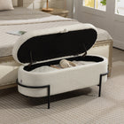 HOMCOM - Banc ottoman de rangement avec couvercle relevable, repose-pieds - blanc crème-La polaire Sherpa respirante avec un rembourrage en mousse épaisse offre un confort doux et cosy 