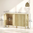 HOMCOM - Buffet cannelé 47,2 po L avec rangement - bois naturel-Plateau et cadre d'une épaisseur de 1 po (2,5 cm) supportant jusqu'à 176 lb (80 kg) 