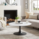 Modway - Lippa Rond de 36 po Table basse - Noir Blanc-Socle métallique résistant aux éclats