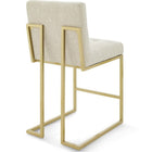 Modway - Privy Acier inoxydable doré Tissu rembourré Tabouret de comptoir - Beige doré - Ensemble de 2-Touffe élégante de biscuits