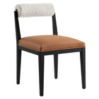 Modway - Kai Boucle et cuir végan Chaise à manger - Noir Tan Perle-Cadre et pieds en bois de frêne