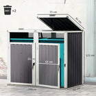 Outsunny - Abri double pour poubelles avec porte verrouillable et couvercle ouvrable à 180°-Portes avec poignées pour une utilisation sûre et pratique
