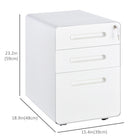 Vinsetto - Classeur à 3 tiroirs verrouillable pour documents format lettre/A4 avec roulettes - blanc-4 roulettes omnidirectionnelles pour un déplacement facile 
