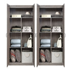 Manhattan Comfort - Ensemble moderne Hopkins 2 pièces, armoire de rangement à 14 étagères, 59,22 po - Gris-Base de balai avec patins en feutre non marquants