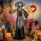 Outsunny - Décoration d'Halloween animée - sorcière animatronique - noir-Des effets sonores et lumineux dynamiques créent une atmosphère immersive et terrifiante pour Halloween 