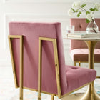 Modway - Privy Acier inoxydable doré Performance Velvet Chaise à manger - Rose Poussiéreuse d’Or-Rembourrage en velours polyester Performance