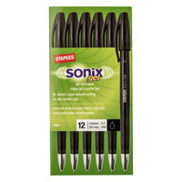 Staples - Stylos Sonix à encre gel – 0,7 mm – noir – paquet de 12-Écriture très lisse