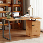 HOMCOM - Bureau d'ordinateur - 53,1 po L x 23,6 po l x 29,5 po H - bois naturel-Plateau spacieux de 53,1 po L x 23,6 po l (135 x 60 cm) adapté aux moniteurs et aux accessoires de bureau