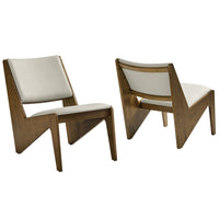 Modway - Rylina Cuir végane Chaises d’accent - Pierre de chêne altérée - Ensemble de 2-Ensemble de 2 fauteuils d’appoint sans accoudoirs