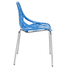 Modway - Stencil Plastique Fauteuil d’appoint de salle à manger Ensemble de 2 - Bleu-Base en acier chromé