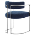 Modway - Huron Dos courbé Tissu et métal Chaise d’accent pour salle à manger - Marine d’argent-8