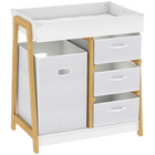 Qaba - Table à langer pour bébé avec matelas imperméable, 3 tiroirs et grand panier-Hauteur adaptée de 34,3 po réduit la flexion et soulage la fatigue du dos  
