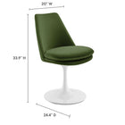 Modway - Lippa Salle à manger pivotante Performance Velvet Fauteuil d’appoint - Vert mousse blanche-Design sans bras avec base sur piédestal