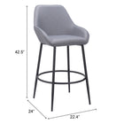 Zuo - Vila Tabouret de bar - Gris - Ensemble de 2-Dimensions: 24,0 po L x 22,4 po L x 42,5 po H