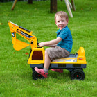 Qaba - No power Ride-On excavator construction digger multi-functional truck toy - yellow-Conception 2 en 1, le godet de creusage et le godet de préhension peuvent être interchangés afin que les enfants aient une expérience différente 