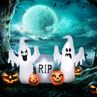 HOMCOM - Fantômes gonflables d'Halloween de 4ft avec pierre tombale et citrouille décor - Blanc-La lumière du module 5 LED dans la décoration intérieure apporte un effet vibrant et améliore la visibilité la nuit 